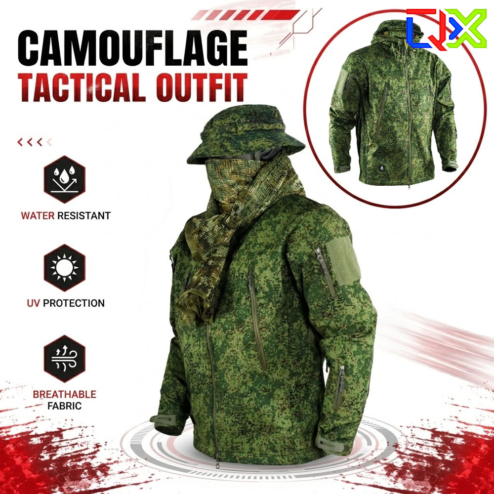 Outdoor Hunting Fleece - QX EMR 디지털 플로라 카모 전술