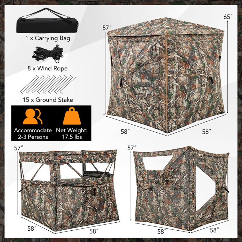 Hunting & Outdoor Supplies Carterton - 5-in-1 분리형 사냥용 은신처, 2~3인용, 천창
