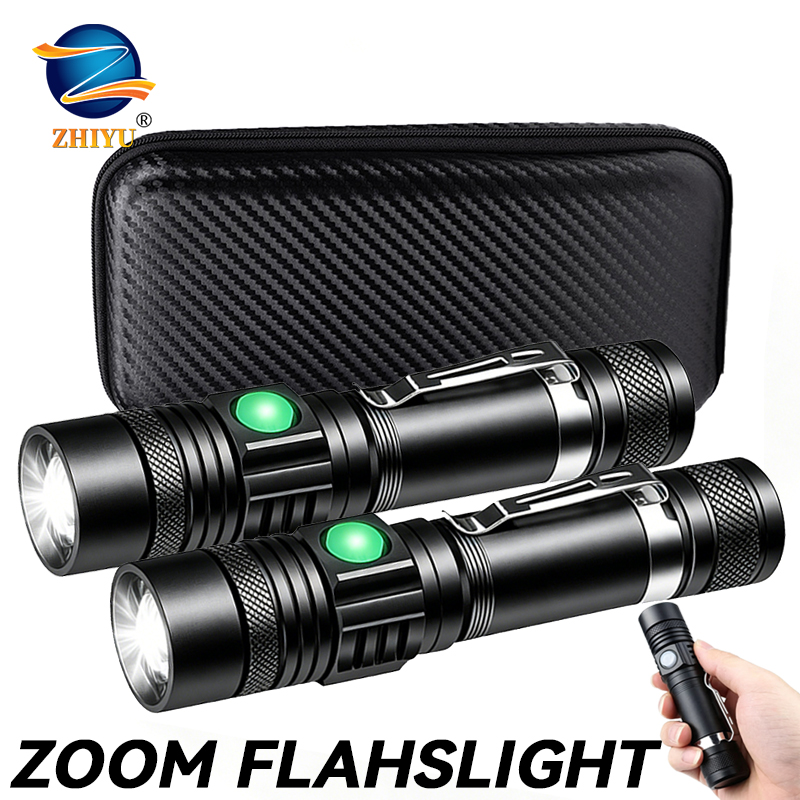 Hunting Outdoor - T6 LED 충전식 손전등, 18650 줌이