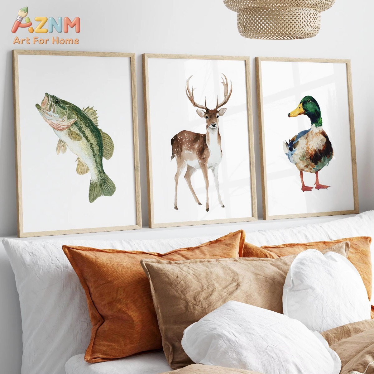 AZNM 수채화 사냥 및 낚시 아트 포스터 캔버스 프린 - Hunting Outdoor Decor 리뷰 및 가격