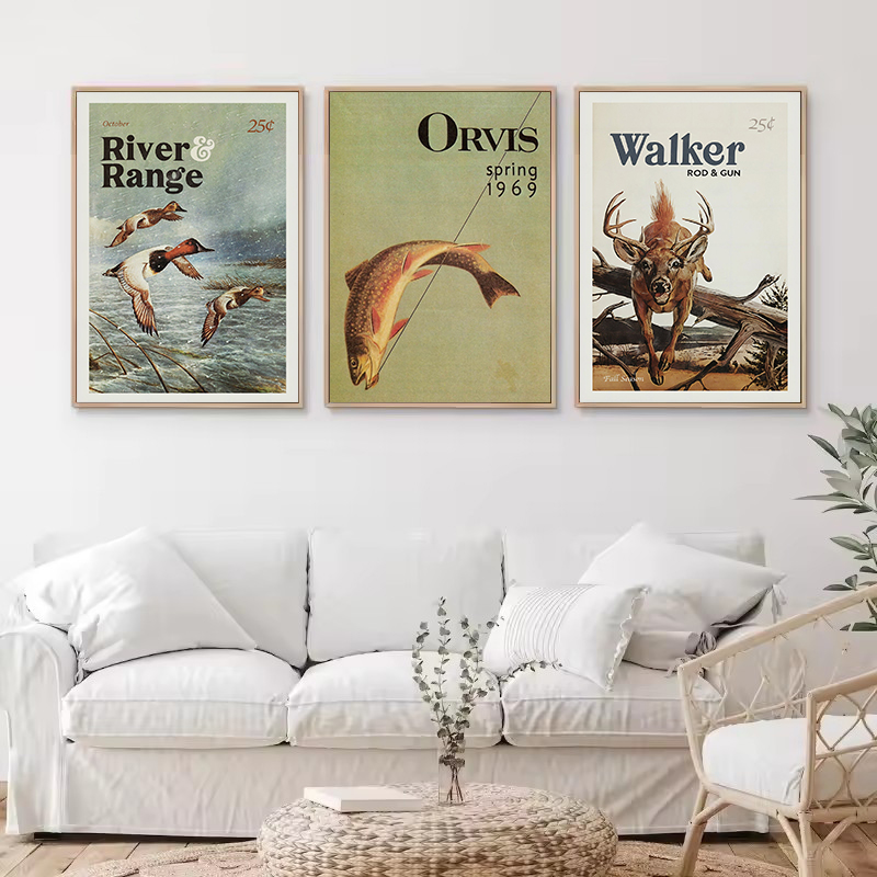 레트로 야생 동물 야외 사냥 낚시 야생 동물 빈티지 포 - Hunting Outdoor Decor 리뷰 및 가격
