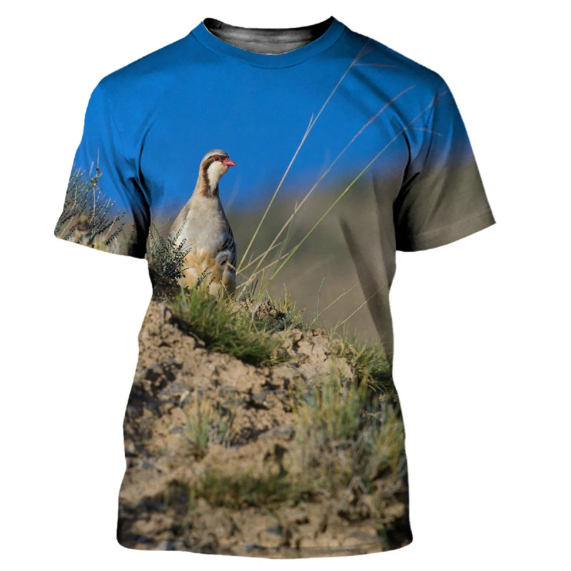 남성용 동물 메추라기 3D 프린트 티셔츠, 위장 숲 사 - Hunting Quail 리뷰 및 가격