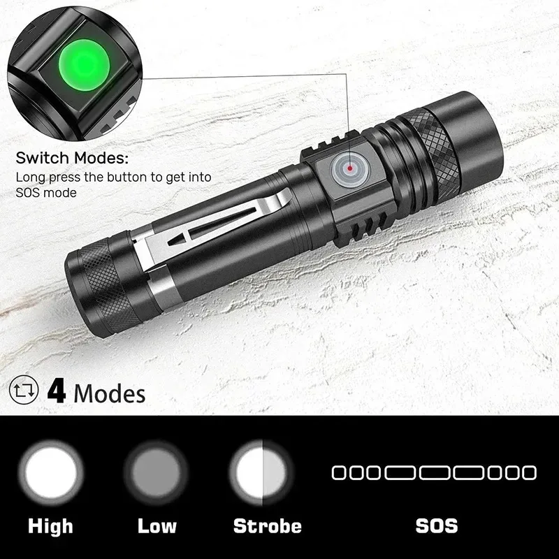 T6 LED 충전식 손전등, 18650 줌이 가능한 토 - Hunting Outdoor 리뷰 및 가격